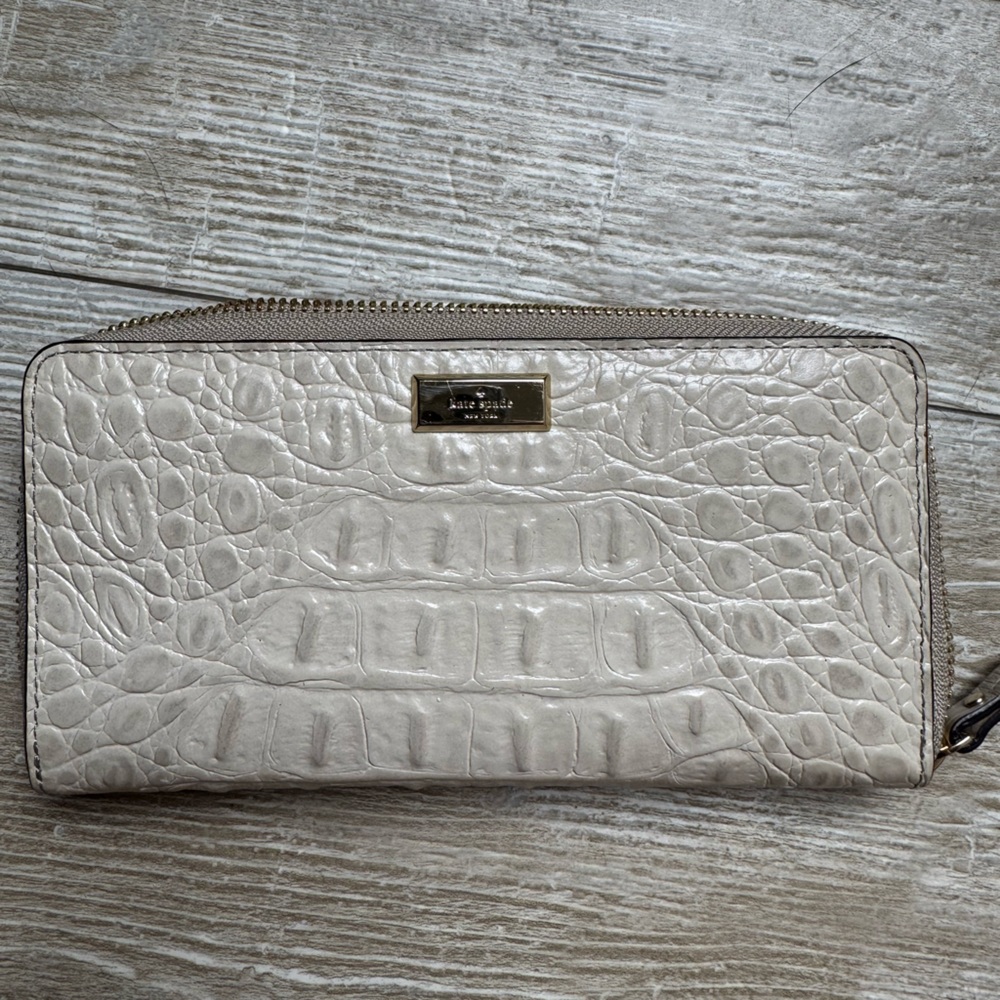 Kate Spade Ivory Croc-Embossed Wallet